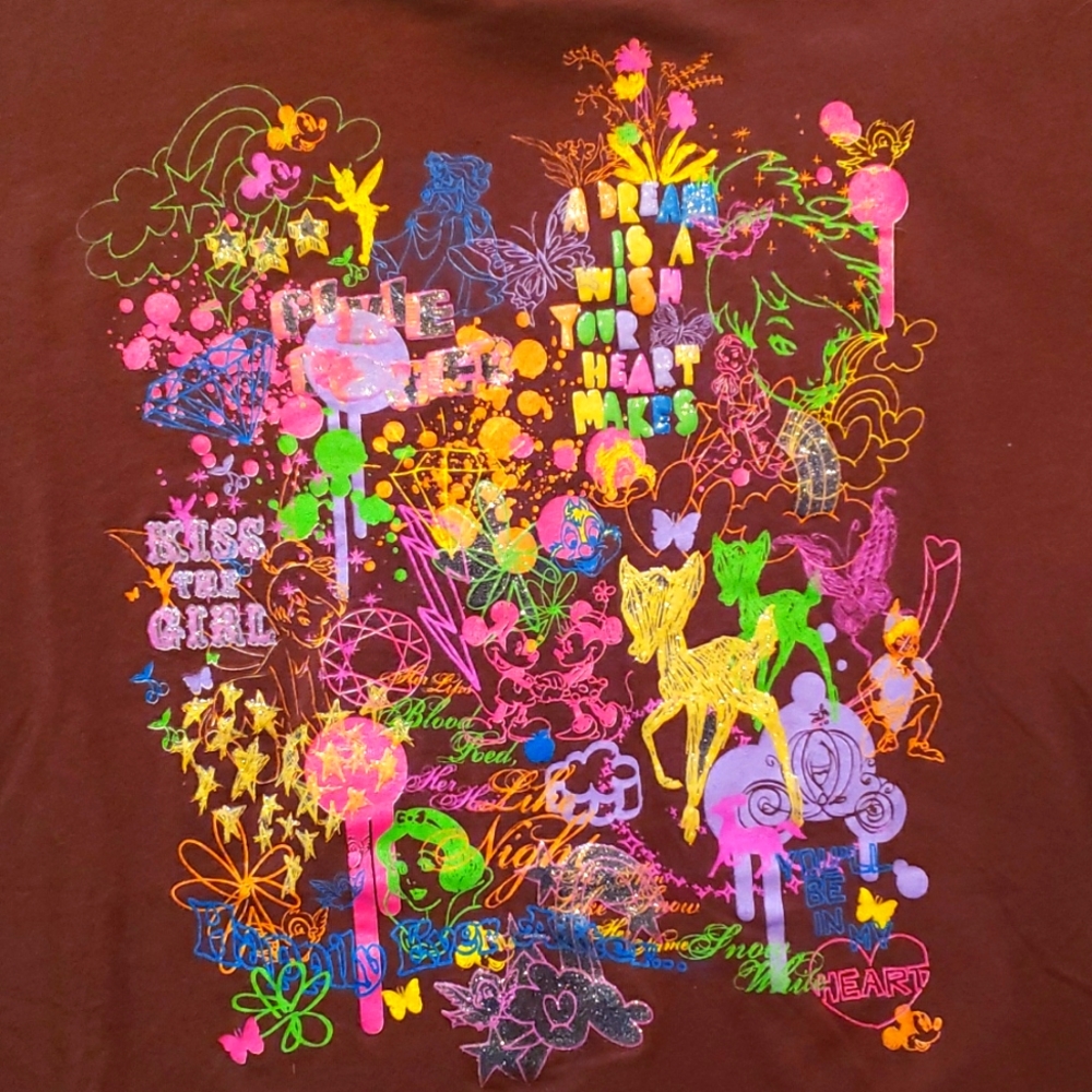 Womens Walt Disney World Brown Graphic Tshirt - Size L